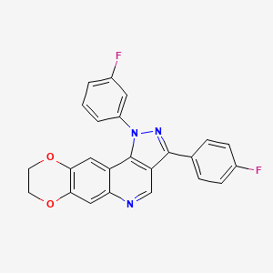 molecular formula C24H15F2N3O2 B6509263 12-(3-fluorophenyl)-14-(4-fluorophenyl)-4,7-dioxa-12,13,17-triazatetracyclo[8.7.0.0^{3,8}.0^{11,15}]heptadeca-1,3(8),9,11(15),13,16-hexaene CAS No. 901021-17-8