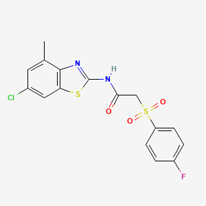 molecular formula C16H12ClFN2O3S2 B6509308 N-(6-chloro-4-methyl-1,3-benzothiazol-2-yl)-2-(4-fluorobenzenesulfonyl)acetamide CAS No. 895484-62-5