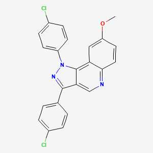 molecular formula C23H15Cl2N3O B6509403 1,3-bis(4-chlorophenyl)-8-methoxy-1H-pyrazolo[4,3-c]quinoline CAS No. 901005-88-7