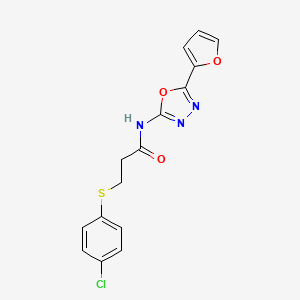 molecular formula C15H12ClN3O3S B6509413 3-[(4-chlorophenyl)sulfanyl]-N-[5-(furan-2-yl)-1,3,4-oxadiazol-2-yl]propanamide CAS No. 895479-66-0