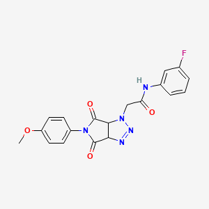 N-(3-fluorophenyl)-2-[5-(4-methoxyphenyl)-4,6-dioxo-1H,3aH,4H,5H,6H,6aH-pyrrolo[3,4-d][1,2,3]triazol-1-yl]acetamide