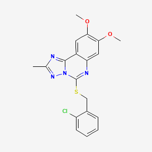 molecular formula C19H17ClN4O2S B6509448 5-{[(2-chlorophenyl)methyl]sulfanyl}-8,9-dimethoxy-2-methyl-[1,2,4]triazolo[1,5-c]quinazoline CAS No. 901755-64-4