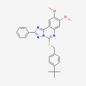 molecular formula C28H28N4O2S B6509452 5-{[(4-tert-butylphenyl)methyl]sulfanyl}-8,9-dimethoxy-2-phenyl-[1,2,4]triazolo[1,5-c]quinazoline CAS No. 902433-04-9
