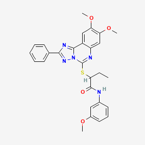 molecular formula C28H27N5O4S B6509470 2-({8,9-dimethoxy-2-phenyl-[1,2,4]triazolo[1,5-c]quinazolin-5-yl}sulfanyl)-N-(3-methoxyphenyl)butanamide CAS No. 901736-27-4