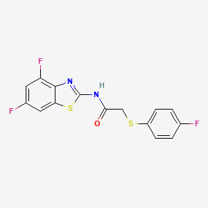 molecular formula C15H9F3N2OS2 B6509531 N-(4,6-difluoro-1,3-benzothiazol-2-yl)-2-[(4-fluorophenyl)sulfanyl]acetamide CAS No. 896349-59-0