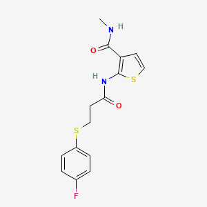 molecular formula C15H15FN2O2S2 B6509539 2-{3-[(4-fluorophenyl)sulfanyl]propanamido}-N-methylthiophene-3-carboxamide CAS No. 896358-56-8