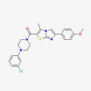 molecular formula C24H23ClN4O2S B6509554 1-(3-chlorophenyl)-4-[6-(4-methoxyphenyl)-3-methylimidazo[2,1-b][1,3]thiazole-2-carbonyl]piperazine CAS No. 852134-55-5