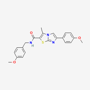 molecular formula C22H21N3O3S B6509562 6-(4-methoxyphenyl)-N-[(4-methoxyphenyl)methyl]-3-methylimidazo[2,1-b][1,3]thiazole-2-carboxamide CAS No. 852134-80-6