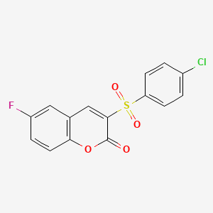 3-(4-chlorobenzenesulfonyl)-6-fluoro-2H-chromen-2-one