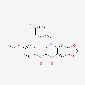 molecular formula C26H20ClNO5 B6509598 5-[(4-chlorophenyl)methyl]-7-(4-ethoxybenzoyl)-2H,5H,8H-[1,3]dioxolo[4,5-g]quinolin-8-one CAS No. 902507-14-6