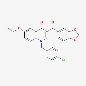 molecular formula C26H20ClNO5 B6509606 3-(2H-1,3-benzodioxole-5-carbonyl)-1-[(4-chlorophenyl)methyl]-6-ethoxy-1,4-dihydroquinolin-4-one CAS No. 902507-15-7