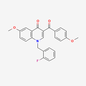 molecular formula C25H20FNO4 B6509608 1-[(2-fluorophenyl)methyl]-6-methoxy-3-(4-methoxybenzoyl)-1,4-dihydroquinolin-4-one CAS No. 902507-18-0