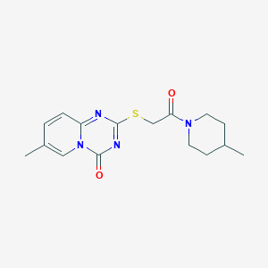 molecular formula C16H20N4O2S B6509622 7-methyl-2-{[2-(4-methylpiperidin-1-yl)-2-oxoethyl]sulfanyl}-4H-pyrido[1,2-a][1,3,5]triazin-4-one CAS No. 896317-67-2