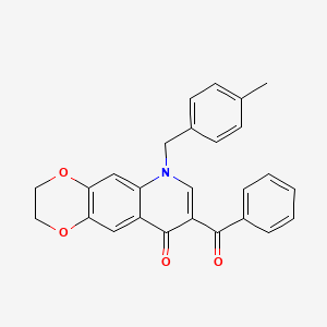 molecular formula C26H21NO4 B6509631 8-benzoyl-6-[(4-methylphenyl)methyl]-2H,3H,6H,9H-[1,4]dioxino[2,3-g]quinolin-9-one CAS No. 902507-27-1