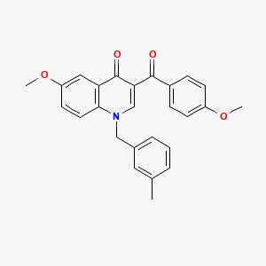 molecular formula C26H23NO4 B6509648 6-methoxy-3-(4-methoxybenzoyl)-1-[(3-methylphenyl)methyl]-1,4-dihydroquinolin-4-one CAS No. 902507-46-4