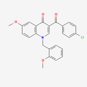 molecular formula C25H20ClNO4 B6509654 3-(4-chlorobenzoyl)-6-methoxy-1-[(2-methoxyphenyl)methyl]-1,4-dihydroquinolin-4-one CAS No. 902624-81-1