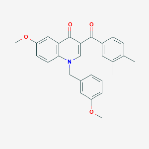 molecular formula C27H25NO4 B6509661 3-(3,4-dimethylbenzoyl)-6-methoxy-1-[(3-methoxyphenyl)methyl]-1,4-dihydroquinolin-4-one CAS No. 904433-93-8
