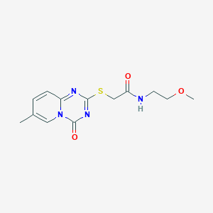 molecular formula C13H16N4O3S B6509684 N-(2-methoxyethyl)-2-({7-methyl-4-oxo-4H-pyrido[1,2-a][1,3,5]triazin-2-yl}sulfanyl)acetamide CAS No. 896325-27-2