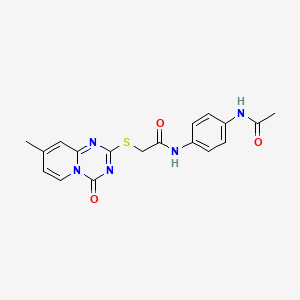 molecular formula C18H17N5O3S B6509695 N-(4-acetamidophenyl)-2-({8-methyl-4-oxo-4H-pyrido[1,2-a][1,3,5]triazin-2-yl}sulfanyl)acetamide CAS No. 896331-26-3