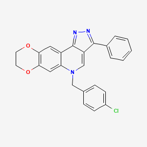 molecular formula C25H18ClN3O2 B6509705 17-[(4-chlorophenyl)methyl]-14-phenyl-4,7-dioxa-12,13,17-triazatetracyclo[8.7.0.0^{3,8}.0^{11,15}]heptadeca-1,3(8),9,11,13,15-hexaene CAS No. 902514-87-8