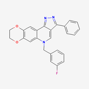 molecular formula C25H18FN3O2 B6509716 17-[(3-fluorophenyl)methyl]-14-phenyl-4,7-dioxa-12,13,17-triazatetracyclo[8.7.0.0^{3,8}.0^{11,15}]heptadeca-1,3(8),9,11,13,15-hexaene CAS No. 902598-00-9