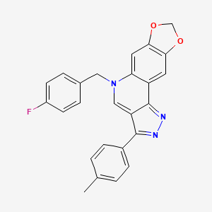 molecular formula C25H18FN3O2 B6509728 8-[(4-fluorophenyl)methyl]-5-(4-methylphenyl)-12,14-dioxa-3,4,8-triazatetracyclo[7.7.0.0^{2,6}.0^{11,15}]hexadeca-1(16),2,4,6,9,11(15)-hexaene CAS No. 902598-15-6