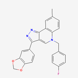 molecular formula C25H18FN3O2 B6509733 3-(2H-1,3-benzodioxol-5-yl)-5-[(4-fluorophenyl)methyl]-8-methyl-5H-pyrazolo[4,3-c]quinoline CAS No. 902598-24-7