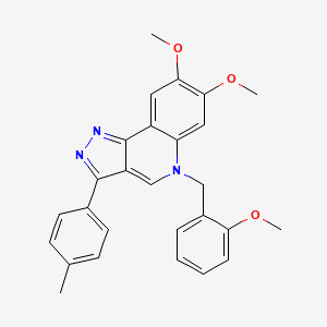 molecular formula C27H25N3O3 B6509741 7,8-dimethoxy-5-[(2-methoxyphenyl)methyl]-3-(4-methylphenyl)-5H-pyrazolo[4,3-c]quinoline CAS No. 902515-00-8