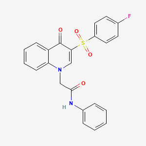 molecular formula C23H17FN2O4S B6509751 2-[3-(4-fluorobenzenesulfonyl)-4-oxo-1,4-dihydroquinolin-1-yl]-N-phenylacetamide CAS No. 902583-59-9