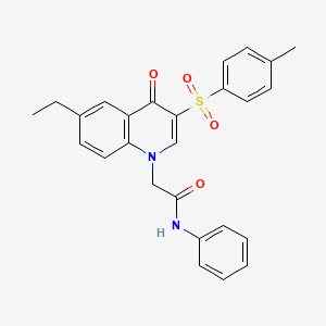 molecular formula C26H24N2O4S B6509758 2-[6-ethyl-3-(4-methylbenzenesulfonyl)-4-oxo-1,4-dihydroquinolin-1-yl]-N-phenylacetamide CAS No. 902583-67-9