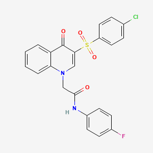molecular formula C23H16ClFN2O4S B6509791 2-[3-(4-chlorobenzenesulfonyl)-4-oxo-1,4-dihydroquinolin-1-yl]-N-(4-fluorophenyl)acetamide CAS No. 902278-15-3