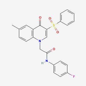 molecular formula C24H19FN2O4S B6509799 2-[3-(benzenesulfonyl)-6-methyl-4-oxo-1,4-dihydroquinolin-1-yl]-N-(4-fluorophenyl)acetamide CAS No. 902584-14-9