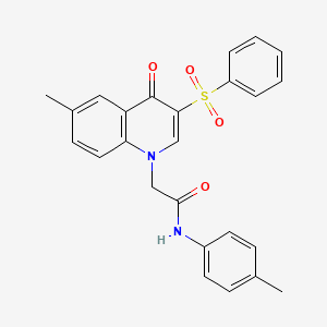 molecular formula C25H22N2O4S B6509809 2-[3-(benzenesulfonyl)-6-methyl-4-oxo-1,4-dihydroquinolin-1-yl]-N-(4-methylphenyl)acetamide CAS No. 902278-32-4