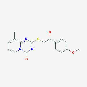molecular formula C17H15N3O3S B6509824 2-{[2-(4-methoxyphenyl)-2-oxoethyl]sulfanyl}-9-methyl-4H-pyrido[1,2-a][1,3,5]triazin-4-one CAS No. 896345-93-0