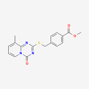 molecular formula C17H15N3O3S B6509834 methyl 4-[({9-methyl-4-oxo-4H-pyrido[1,2-a][1,3,5]triazin-2-yl}sulfanyl)methyl]benzoate CAS No. 896346-78-4