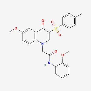 2-[6-methoxy-3-(4-methylbenzenesulfonyl)-4-oxo-1,4-dihydroquinolin-1-yl]-N-(2-methoxyphenyl)acetamide