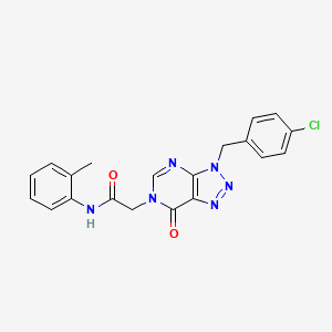 molecular formula C20H17ClN6O2 B6509922 2-{3-[(4-chlorophenyl)methyl]-7-oxo-3H,6H,7H-[1,2,3]triazolo[4,5-d]pyrimidin-6-yl}-N-(2-methylphenyl)acetamide CAS No. 847383-68-0