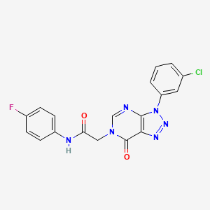 molecular formula C18H12ClFN6O2 B6509944 2-[3-(3-chlorophenyl)-7-oxo-3H,6H,7H-[1,2,3]triazolo[4,5-d]pyrimidin-6-yl]-N-(4-fluorophenyl)acetamide CAS No. 847384-81-0