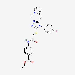 molecular formula C25H24FN5O3S B6509982 ethyl 4-(2-{[4-(4-fluorophenyl)-5-[(1-methyl-1H-pyrrol-2-yl)methyl]-4H-1,2,4-triazol-3-yl]sulfanyl}acetamido)benzoate CAS No. 847394-00-7