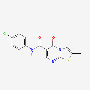 molecular formula C14H10ClN3O2S B6510037 N-(4-chlorophenyl)-2-methyl-5-oxo-5H-[1,3]thiazolo[3,2-a]pyrimidine-6-carboxamide CAS No. 896338-59-3