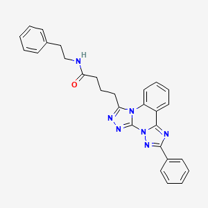 4-{9-phenyl-2,4,5,7,8,10-hexaazatetracyclo[10.4.0.0^{2,6}.0^{7,11}]hexadeca-1(16),3,5,8,10,12,14-heptaen-3-yl}-N-(2-phenylethyl)butanamide