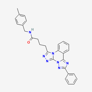 molecular formula C28H25N7O B6510080 N-[(4-methylphenyl)methyl]-4-{9-phenyl-2,4,5,7,8,10-hexaazatetracyclo[10.4.0.0^{2,6}.0^{7,11}]hexadeca-1(16),3,5,8,10,12,14-heptaen-3-yl}butanamide CAS No. 902445-44-7