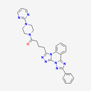 4-{9-phenyl-2,4,5,7,8,10-hexaazatetracyclo[10.4.0.0^{2,6}.0^{7,11}]hexadeca-1(16),3,5,8,10,12,14-heptaen-3-yl}-1-[4-(pyrimidin-2-yl)piperazin-1-yl]butan-1-one