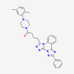 1-[4-(2,5-dimethylphenyl)piperazin-1-yl]-4-{9-phenyl-2,4,5,7,8,10-hexaazatetracyclo[10.4.0.0^{2,6}.0^{7,11}]hexadeca-1(16),3,5,8,10,12,14-heptaen-3-yl}butan-1-one