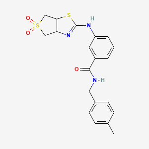 molecular formula C20H21N3O3S2 B6510109 3-({5,5-dioxo-3aH,4H,6H,6aH-5lambda6-thieno[3,4-d][1,3]thiazol-2-yl}amino)-N-[(4-methylphenyl)methyl]benzamide CAS No. 902554-89-6