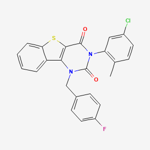 5-(5-chloro-2-methylphenyl)-3-[(4-fluorophenyl)methyl]-8-thia-3,5-diazatricyclo[7.4.0.0^{2,7}]trideca-1(9),2(7),10,12-tetraene-4,6-dione