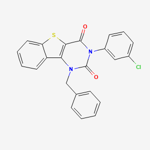 3-benzyl-5-(3-chlorophenyl)-8-thia-3,5-diazatricyclo[7.4.0.0^{2,7}]trideca-1(9),2(7),10,12-tetraene-4,6-dione