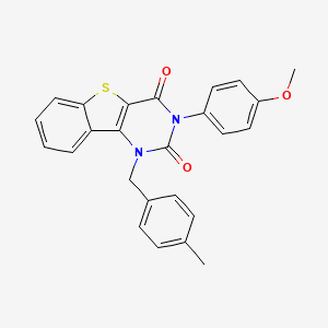 5-(4-methoxyphenyl)-3-[(4-methylphenyl)methyl]-8-thia-3,5-diazatricyclo[7.4.0.0^{2,7}]trideca-1(9),2(7),10,12-tetraene-4,6-dione