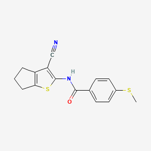 molecular formula C16H14N2OS2 B6510177 N-{3-cyano-4H,5H,6H-cyclopenta[b]thiophen-2-yl}-4-(methylsulfanyl)benzamide CAS No. 896351-68-1