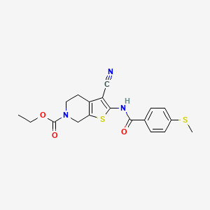 molecular formula C19H19N3O3S2 B6510181 ethyl 3-cyano-2-[4-(methylsulfanyl)benzamido]-4H,5H,6H,7H-thieno[2,3-c]pyridine-6-carboxylate CAS No. 896355-16-1
